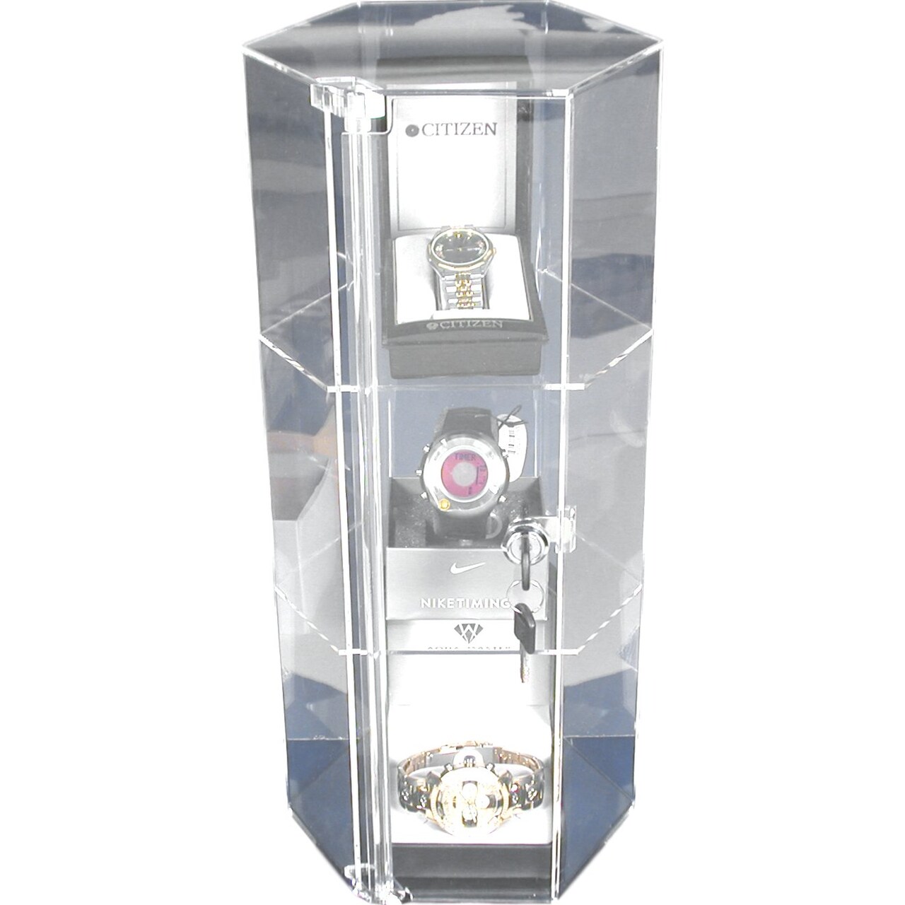 Large Revolving Rotating Showcase Display Locking Acrylic Case